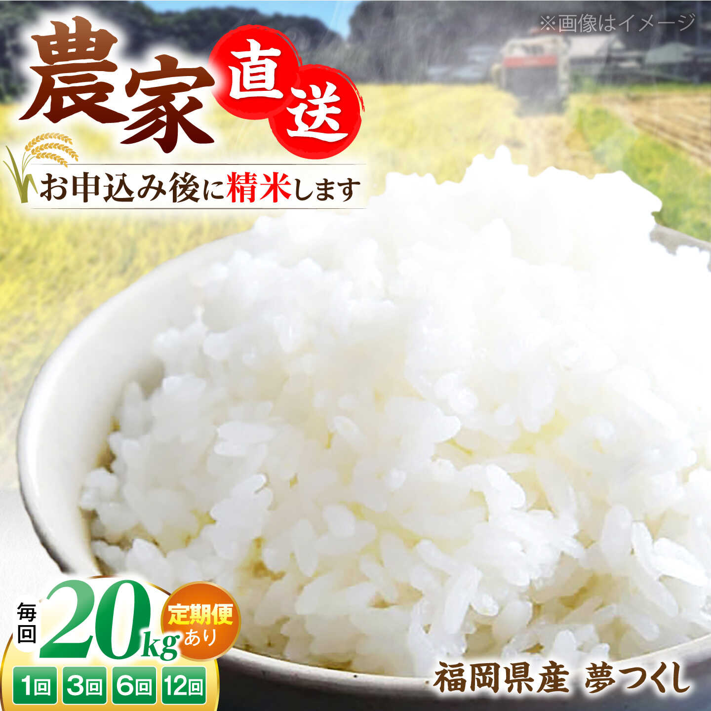 【ふるさと納税】【令和8年産】 新米 福岡県産 夢つくし 20kg (10kg ×2袋) [選べるお届け回数]《豊前市》【湯越農園】[VBC013] 先行予約 先行受付 米 お米 精米 白米 ブランド米 国産 ごはん ご飯 単一原料米 こめ 人気 おすすめ ゆめつくし 10キロ 20キロ