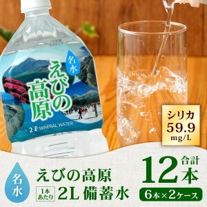 シリカ水 名水 えびの高原 備蓄水 2L 合計12本 6本入×2ケース 水 シリカ水 飲料水 お水 シリカ ペットボトル 水 シリカ水 ミネラルウォーター 天然水 宮崎県 水 シリカ水 九州 水 シリ