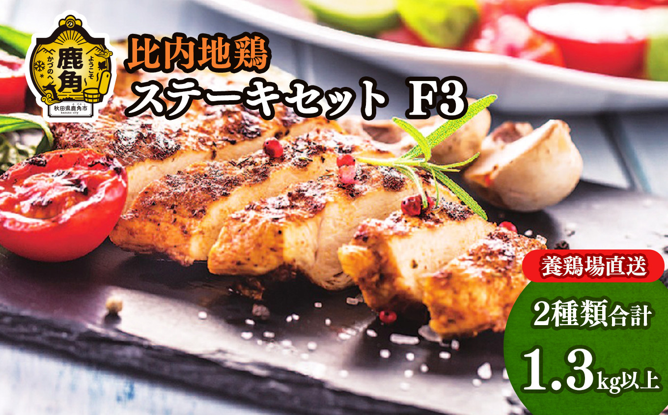 
                  比内地鶏ステーキセットF3【かづのわくわくファクトリー】鶏肉 比内地鶏 日本3大地鶏 郷土料理 家庭用 お手軽 簡単 モモ ムネ 天然塩 ハーブ お中元 お歳暮 お取り寄せ 母の日 父の日 グルメ 秋田 あきた 鹿角市 鹿角 送料無料
                