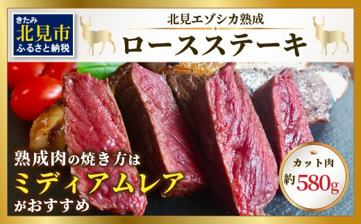 
北見エゾシカ熟成 ドライエイジングロースステーキ 約580g ( お肉 肉 にく 熟成肉 鹿肉 エゾシカ肉 ジビエ 熟成ジビエ ステーキ ロースステーキ バーベキュー BBQ 焼き肉 焼肉 カット肉 )【025-0020】
