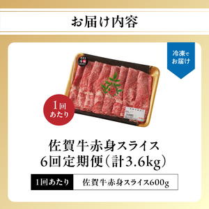 【6回定期便】佐賀牛赤身スライス 600g ／ 牛肉 定期便【Z121_06】