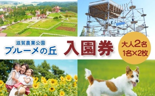滋賀農業公園 ブルーメの丘 大人2名（1名×2枚）入園券 [ アトラクション 動物 ふれあい ファミリー 家族 旅行 ]
