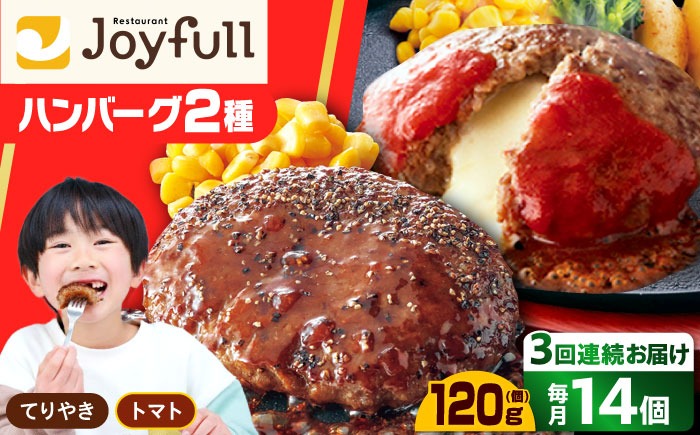 【全3回定期便】ジョイフル ハンバーグ スペシャル 詰め合わせ 2種 14個 セット《築上町》【株式会社　ジョイフル】[ABAA075]