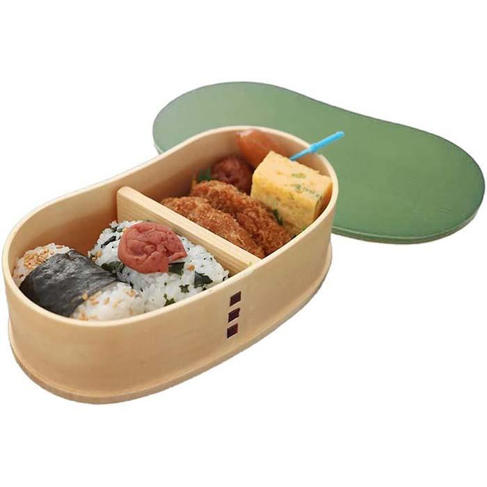 ［リーフグリーン］曲げわっぱ 豆型 カラー 弁当箱 紀州漆器 まげわっぱ［YS128］　CR168VC02