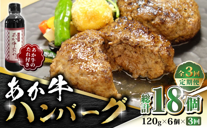 【数量限定】【全3回定期便】あか牛 100％ハンバーグ セット 120g×6個【有限会社 三協畜産】 国産 赤身 赤牛 褐牛 あかうし 褐毛和種  冷凍 国産 牛肉  ハンバーグ  [ZEB049]