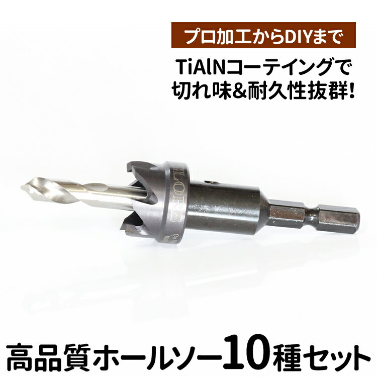 【ふるさと納税】高品質ホールソー10種セット　薄板にもバリの少ないキレイな穴があけられます！TiAlNコーテイングで切れ味＆耐久性抜群！プロ加工からDIYまで　コバルトホールメタルソーセット10P 12mm 14mm 16mm 18mm 20mm 22mm 24mm 26mm 28mm 30mm _GD07
