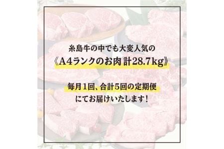 【定期便】A4ランク福岡県産糸島黒毛和牛 食べ比べセット 毎月1回 合計5回《糸島》 糸島ミートデリ工房 [ACA075] 黒毛和牛 和牛 牛肉 肉 牛肉ステーキ シャトーブリアンステーキ サーロイン