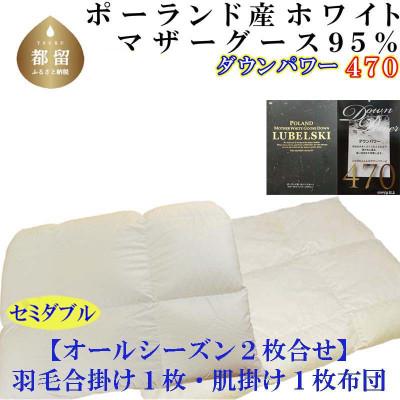 ふるさと納税 都留市 羽毛合い掛け 肌布団セミダブル2枚組ポーランド産マザーグース95%170×210cmdp470