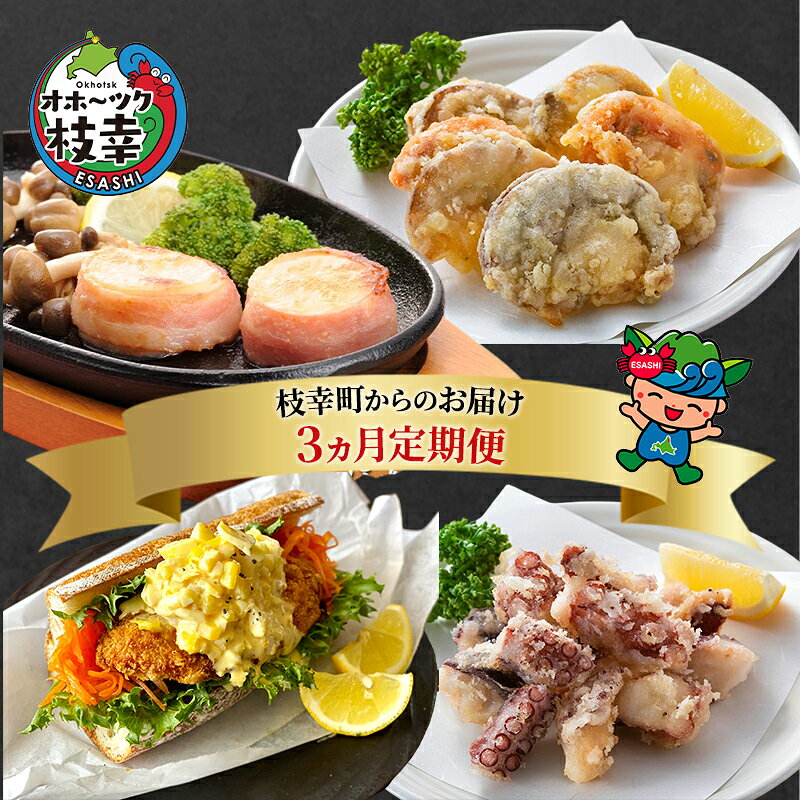 【ふるさと納税】～北海道枝幸町からのお届け おかずにどうぞ！ 定期便3～【 ザンギ タコ ホタテ ステーキ ホッケ フライ 】
