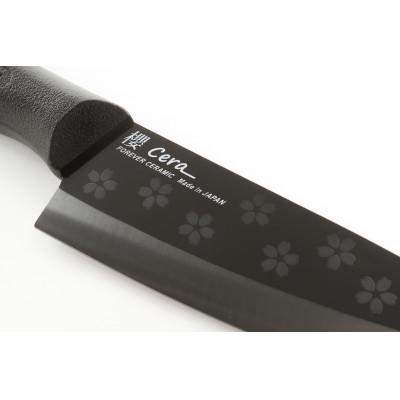 ふるさと納税 岩泉町 フォーエバー　彫刻黒セラミック包丁桜模様　黒ハンドル　160mm |  | 01