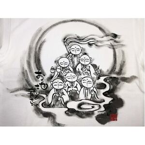 手描きTシャツ 仏画 六地蔵 白 (半袖 XLサイズ)【1615567】