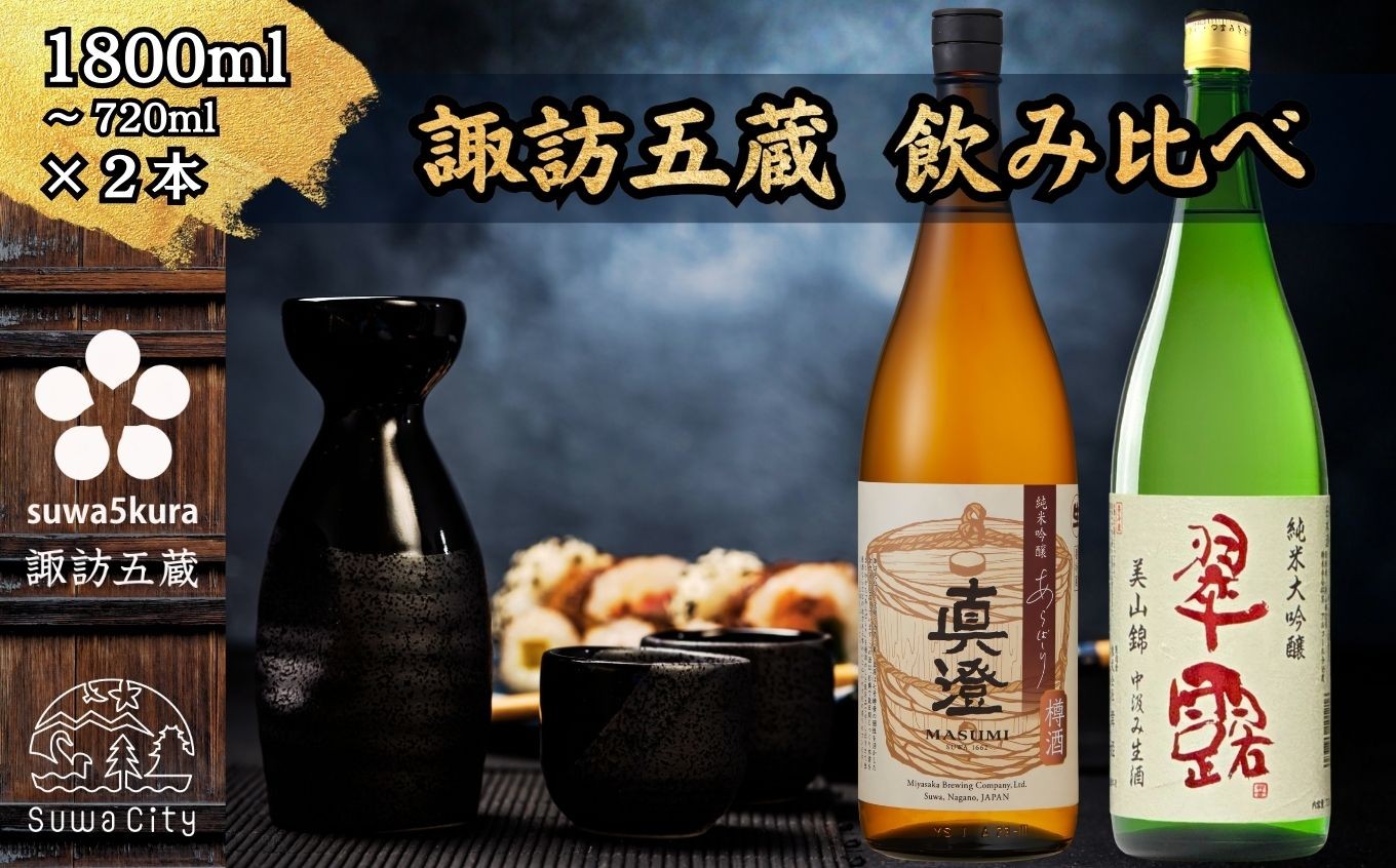 
                  【諏訪五蔵】 信州 諏訪五蔵 新酒 日本酒 飲み比べ セット 720ml～1800ml 2本 真澄 「あらばしり樽酒」 舞姫 「翠露 美山錦中汲み生酒」 プレゼント 贈り物 ギフト 父の日 長野県 諏訪市 ※2025年12月中旬以降 順次発送予定 [102-76][102-77]
                