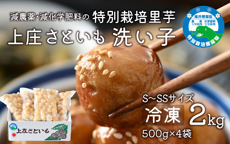 
【冷凍里芋】上庄さといも 冷凍 洗い子 2kg（500g × 4袋）【冷凍】減農薬・減化学肥料の特別栽培里芋
