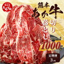 【ふるさと納税】【定期便3回】熊本あか牛 切り落とし 計3Kg (500g×2)×3回 牛肉 肉 熊本 熊本県産 あか牛 赤牛 切り落とし 切落し 焼肉 牛丼 多彩な料理に 国産 九州産 送料無料 041-0137