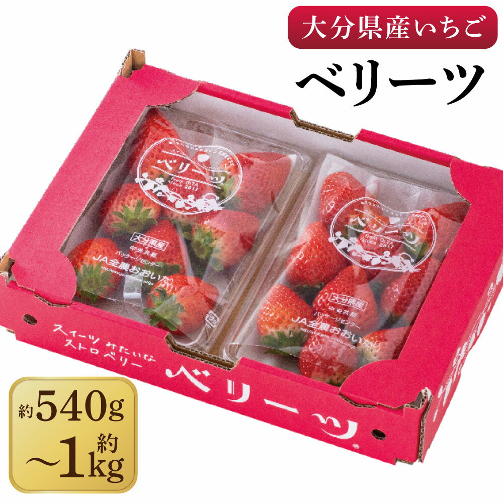 【ふるさと納税】化粧箱入りベリーツ 選べる 約1kg 約540g 【選べる容量】 大分県産 オリジナル いちご 苺 果物 フルーツ 送料無料【2026年2月下旬-3月下旬発送】
