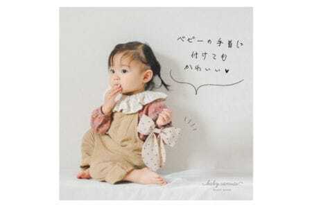 【特許庁意匠登録済み】 リボン型パリパリおもちゃ ベージュドット ／ ベビー 赤ちゃん 用品 グッズ 音 山口県 No.127