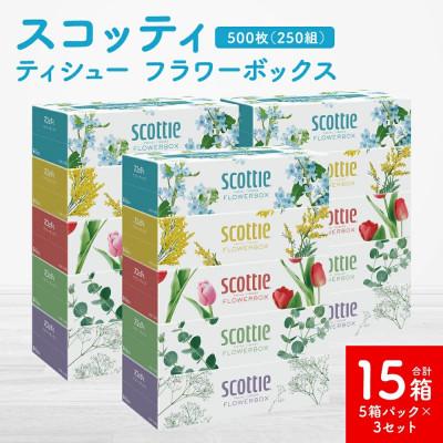 ふるさと納税 八代市 【スコッティ】ティシュー フラワーボックス 250組(5箱パック×3セット 合計15箱)