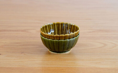 【波佐見焼】花しのぎ 和皿 小付 4点セット 織部・鴬茶 【団陶器】[PB158]