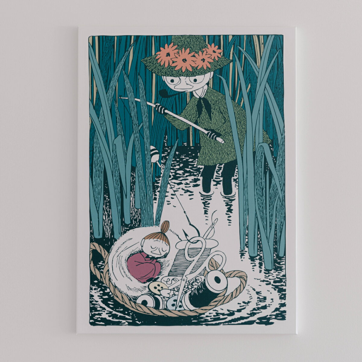 【ふるさと納税】MOOMINVALLEY PARK ファブリックパネルMサイズ（スナフキン＆ミイ）　お届け：発注から2か月程度 HNNA008