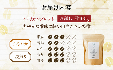 お試し コーヒー 100g 【粉】 ( アメリカン) お試し