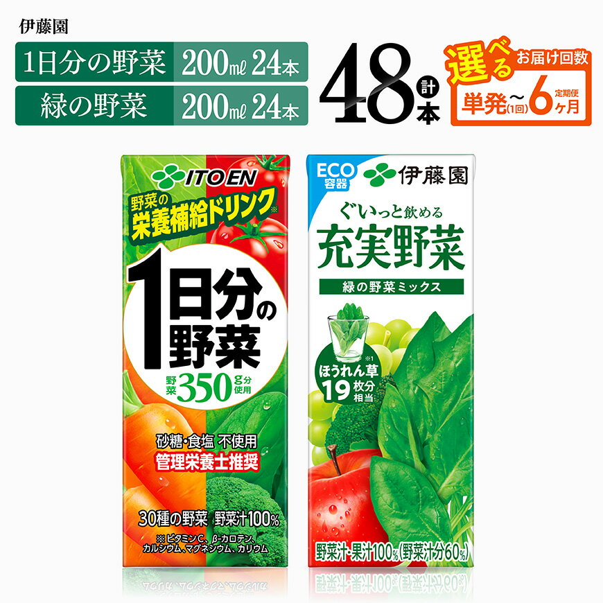 【ふるさと納税】 ※回数が選べる※伊藤園「1日分の野菜＆緑の野菜」紙パック計48本（各24本） - 伊藤園 飲料類 野菜 緑黄色 野菜 ジュース セット 詰め合わせ 飲みもの