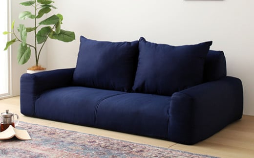 【a049】低反発フロアソファ（インディゴ・デニム生地）【配送不可地域：沖縄県、離島】