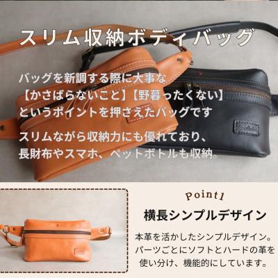 ふるさと納税 福岡市 【万能Mサイズ】本革スリムボディバッグ【グレー】 博多革工房 Japlish | EJ17VC04 |  | 01