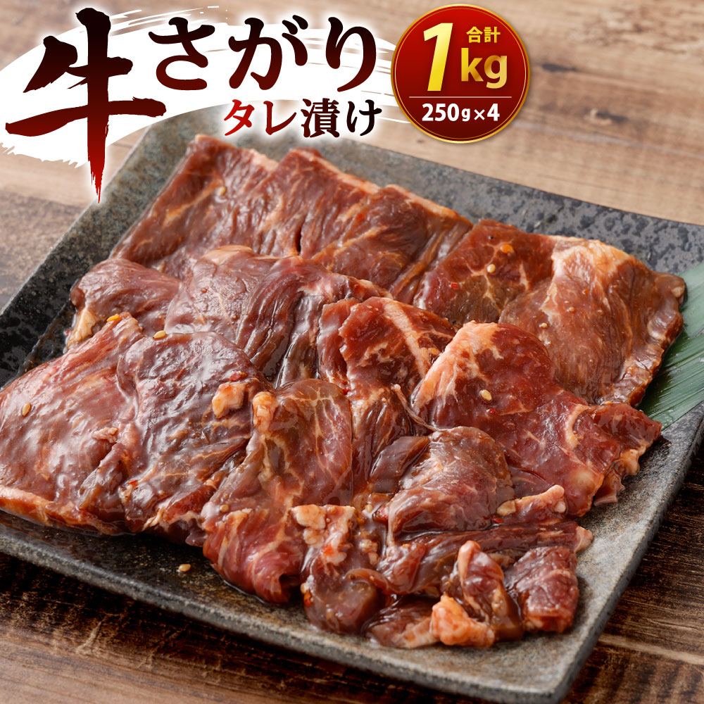 【ふるさと納税】牛さがり タレ漬け 250g×4パック 合計1kg 1000g 牛肉 牛サガリ サガリ 輸入牛肉 特製のタレ 味付き 焼くだけ 焼肉 おかず 冷凍 小分け 外国産牛肉