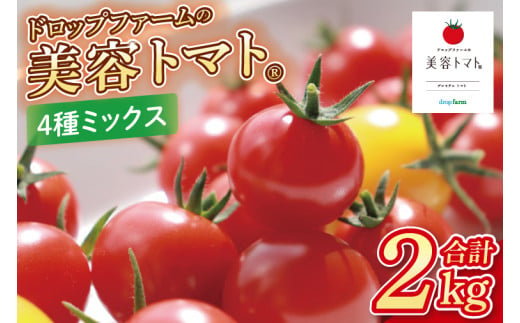 【10月中旬より順次発送】ドロップファームの美容トマト おまかせ2kg箱(４種ミックス)【とまと フルーツトマト 野菜ソムリエ 栄養士 アイコ イエローアイコ 小鈴 フルティカ 野菜 フレッシュ 水戸