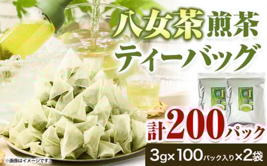 八女茶 煎茶ティーバッグ 計200パック (3g×100パック入り×2袋) 株式会社親和園《30日以内に出荷予定(土日祝除く)》お茶 緑茶 茶 八女星野茶 ティーパック ティーバッグ 八女茶