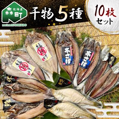 ふるさと納税 森町 干物5種10枚セット 1枚ずつ小分け 真空パック(縞ホッケ、寒さば、にしん、宗八かれい、さんま)