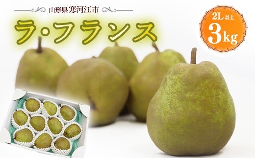 
                  令和8年産 さがえ産の厳選 ラ・フランス 3kg（8 - 11玉）2L 以上 山形県産 【2026年11月上旬頃から12月下旬頃発送予定】　012-B-OT001
                