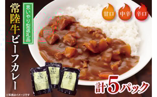 【思いやり型返礼品】常陸牛ビーフカレー5パックセット【常陸牛 黒毛和牛 カレー レトルトカレー レトルト レトルト食品 熟成 セット 保存食 非常食】（BA-2）