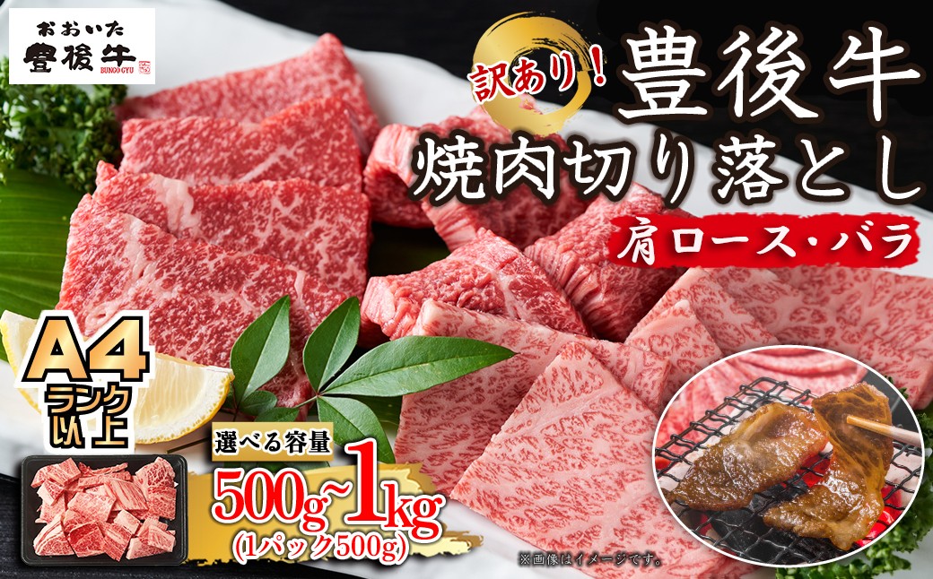 
                  【選べる容量】訳あり！【A4～A5】豊後牛焼肉切り落とし(肩ロース・バラ) 500g～1kg　D23-24oya
                