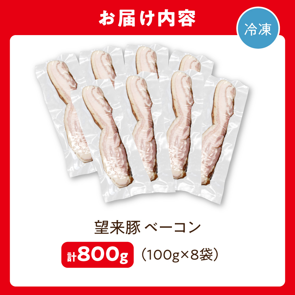 望来豚ベーコン ブロック 100g×8 | ブランド豚 豚肉 北海道 石狩市