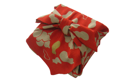 正絹縮緬友禅風呂敷 瓢箪 (赤) 約45cm×47cm_雑貨   _【1320353】