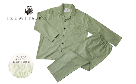 【サイズ:L(男女兼用)】プレミアムガーゼパジャマ(やわらか超長綿二重織ガーゼ)　色　ミモザグリーン【1236432】