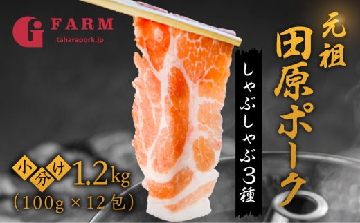 【3回 定期便】《1月から発送》国産 豚肉 食べ比べ 400g × 3 計 1.2kg しゃぶしゃぶ用 ロース 肩ロース バラ 冷凍 田原ポーク 小分け 100g ずつ 個包装 定期便