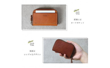 【色/チョコ】 ラウンドファスナーミニ財布・小銭入れ TowaRe:［トワリ］ 本革 レザー