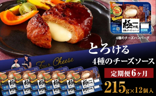 
極み焼きハンバーグ（4種のチーズソース）セット定期便6か月 定期便
