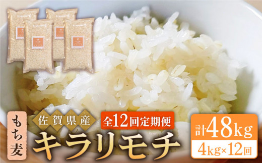 【全12回定期便】もち麦 キラリモチ 4kg ( 1kg×4袋 ) 【大塚米穀店】 [HBL058]