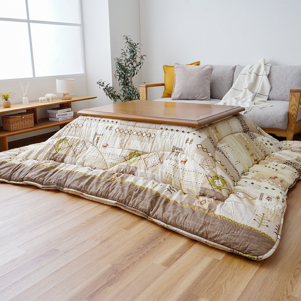 【ふるさと納税】＜選べるカラー・サイズ＞手織り風ギャベデザイン アムルこたつ掛布団 1枚 ベージュ / グレー 正方形 長方形 掛け布団 ふとん 炬燵 コタツ 棉100% コットン ポリエステル フランネル生地 かわいい 冬 あったか 家具 日本製 福岡県 柳川市 送料無料