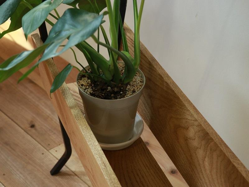 家具 アイアンとオークのプランター カバン置き Z095_イメージ5