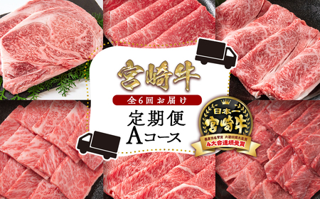 【6ヶ月定期便】宮崎牛Aコース 焼肉 すき焼き ステーキ等 ミヤチク　4等級以上　国産牛肉＜7-6＞