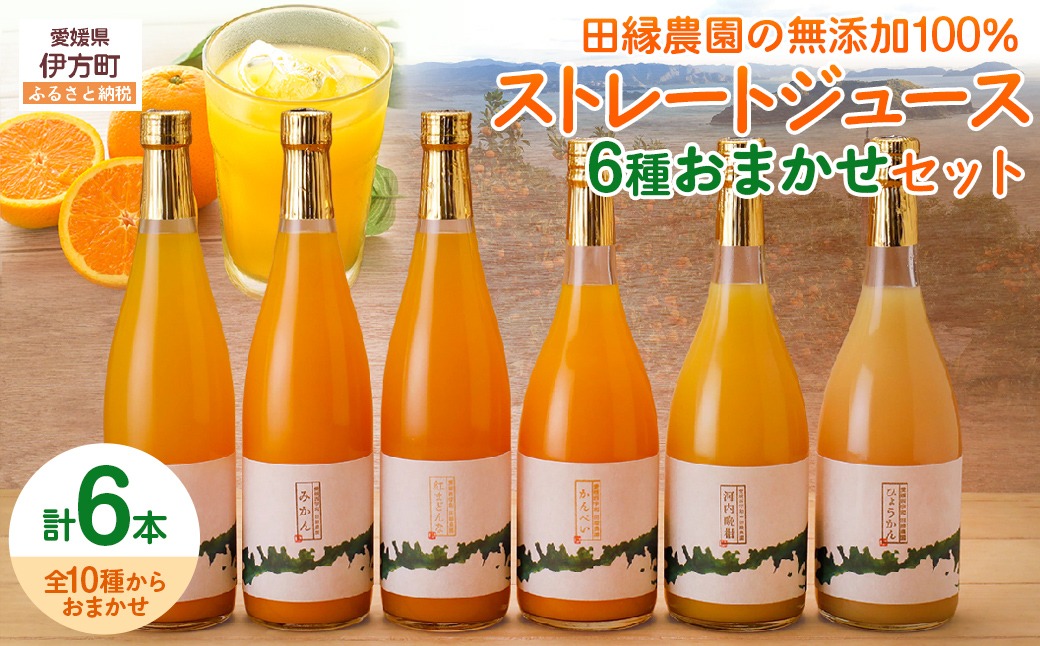 【愛媛県産】田縁農園の無添加100% ストレートジュース6種おまかせセット 720ml 全8種 IKTA022