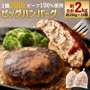 【ふるさと納税】どどーんと2kg！精肉店自慢のビッグハンバーグ 合計約2kg 約200g×10個 1個200g ビーフ100％ 牛肉100％ 生パン粉 ハンバーグ おかず 惣菜 焼くだけ 食品 冷凍 送料無料