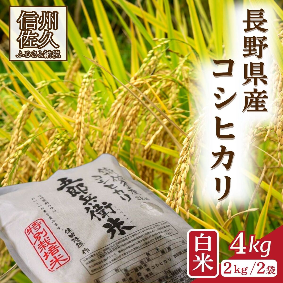 【ふるさと納税】【令和7年産・白米4kg（2kg×2袋）】 特別栽培米 五郎兵衛米 〈2025年9月中旬頃～順次発送〉 先行予約 新米 信州 こしひかり【 米 コメ 白米 精米 お米 こめ おこめ 備蓄品 コシヒカリ 長野県 佐久市 】