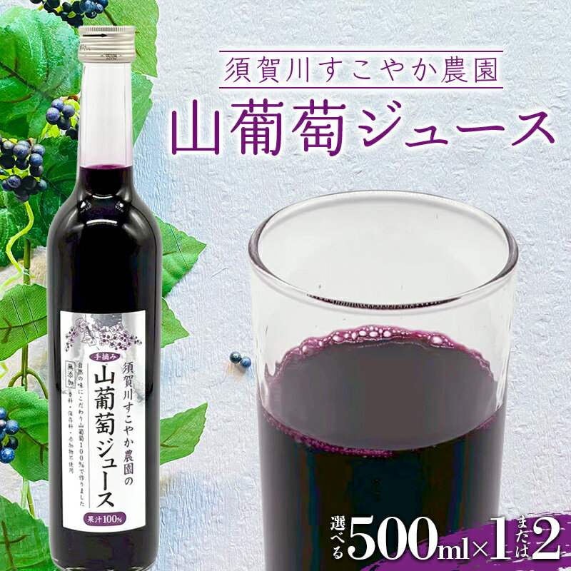 【ふるさと納税】＼選べる容量／ 山葡萄 100％ 須賀川すこやか農園 山葡萄ジュース 500ml 1本 2本 ブドウ ぶどう ジュース 飲み物 果汁飲料 飲料 F7X-0810var