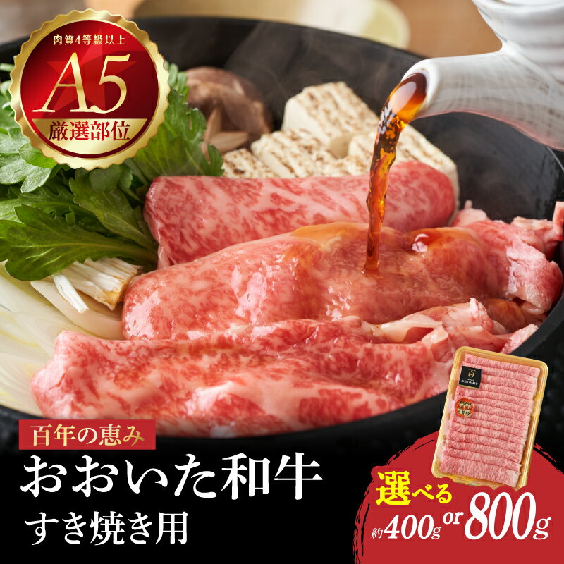 【ふるさと納税】《レビューキャンペーン》百年の恵み おおいた和牛 A5 すき焼用【選べる内容量】約400g～【厳選部位】ロース 肩ロース もも 肩 スライス A5 肉質4等級以上 すき焼き 牛肉 国産 鍋 和牛 日本一 黒毛和牛 豊後牛 霜降り ブランド牛 霜降り 食品 冷凍 大分