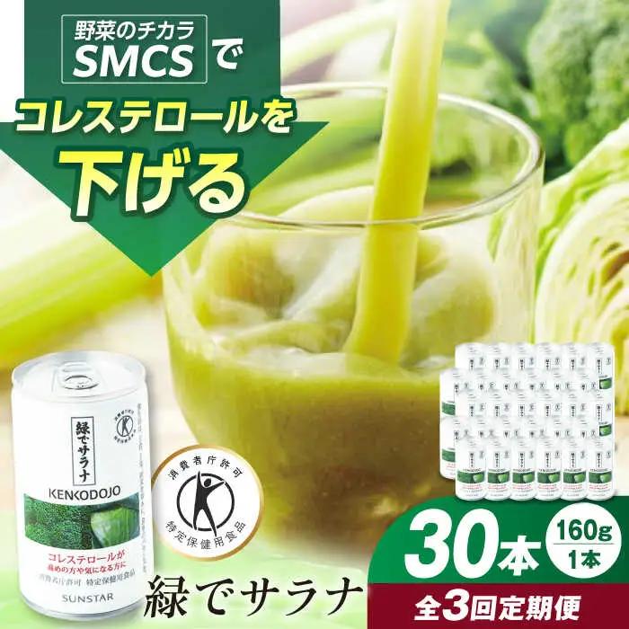 【定期便3回】 緑でサラナ30本セット サンスター[AOAD005] 野菜ジュース